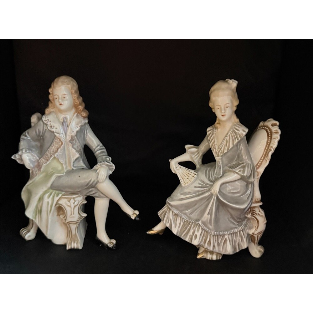 Antique Grafenthal German Porcelain Figures 1800's Georgian Figurines 6" 18543/